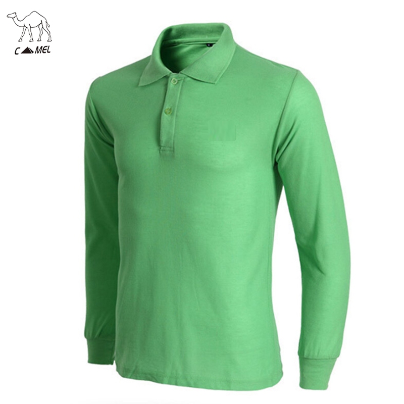 Vận chuyển nhanh Áo thun nam Thêu dài tay Áo thun cotton ve áo Polo Thanh niên Hàng đầu giản dị
