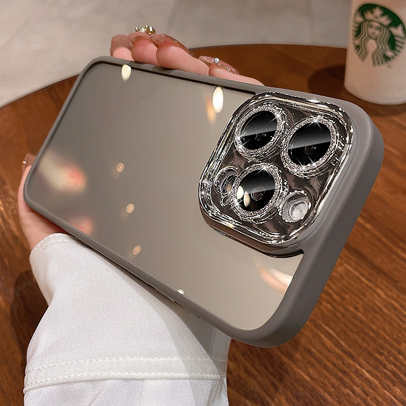 Ốp Lưng iphone Silicon Trong Suốt Cạnh Mềm Chống Sóc Camera Đính Hạt cho Iphone 11 12 13 14 15 Pro Max Plus