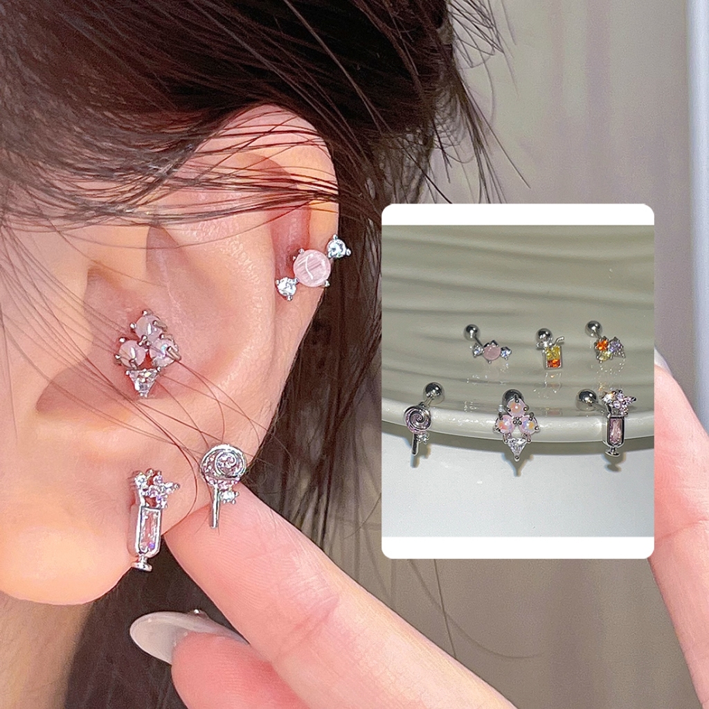 Bông Tai Thép Titan g23 Hình Kẹo Phong Cách Ngọt Ngào