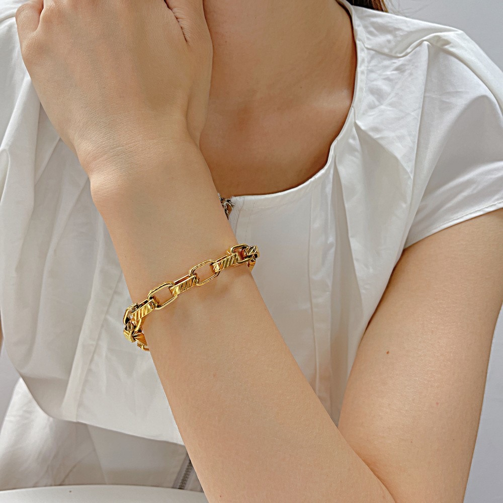 Vòng Tay Inox Dày Mặt Vuông Phong Cách hip hop Cá Tính