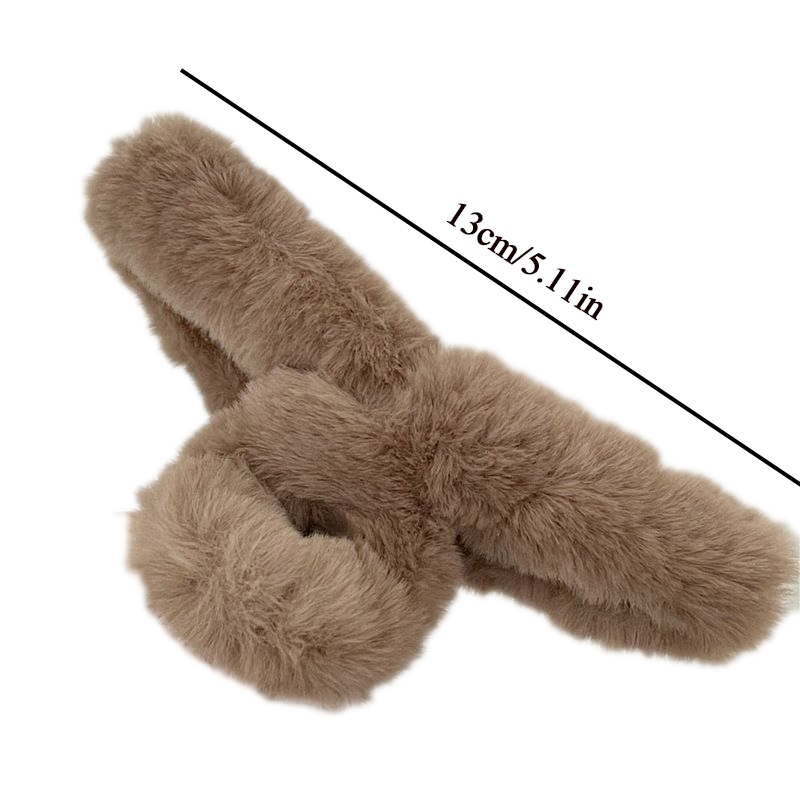 Kẹp Tóc Giả Lông Thỏ 13cm Màu Cà Phê Sữa Thời Trang
