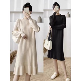 【Khuyến Mãi - Hàng Có Sẵn Thời trang mới mùa thu 2022, Đầm len dáng dài tay dài kiểu Hàn, Áo len nữ áo khoác len, Đầm len mùa thu đông cỡ lớn váy liền thân, Đầm len dáng ôm tôn dáng thời trang.