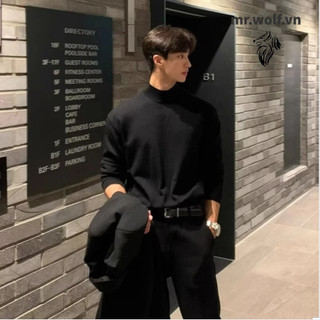 【M-5XL】áo len nam thời trang vặn thừng màu trơn tay dài dáng rộng thu đông phong cách Hàn Quốc