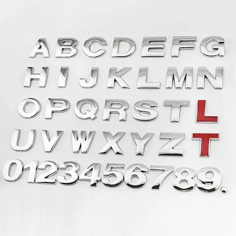 Logo Chữ Cái 3D Bằng Kim Loại Bạc 45mm Trang Trí Thân Xe Hơi Toyota Hyundai VW Audi BMW Ford