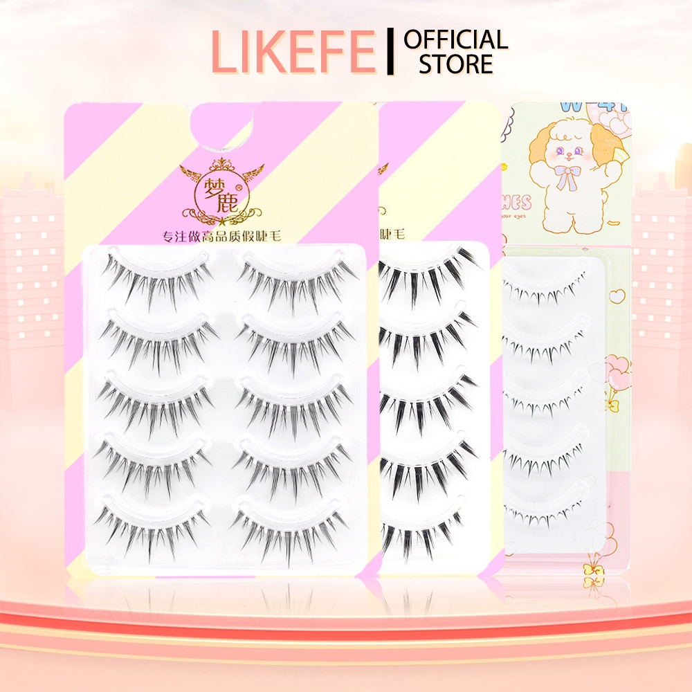 Lông Mi Giả LIKEFE gói 5 đôi Trong Suốt Bằng Lụa Trang Điểm Cho Búp Bê