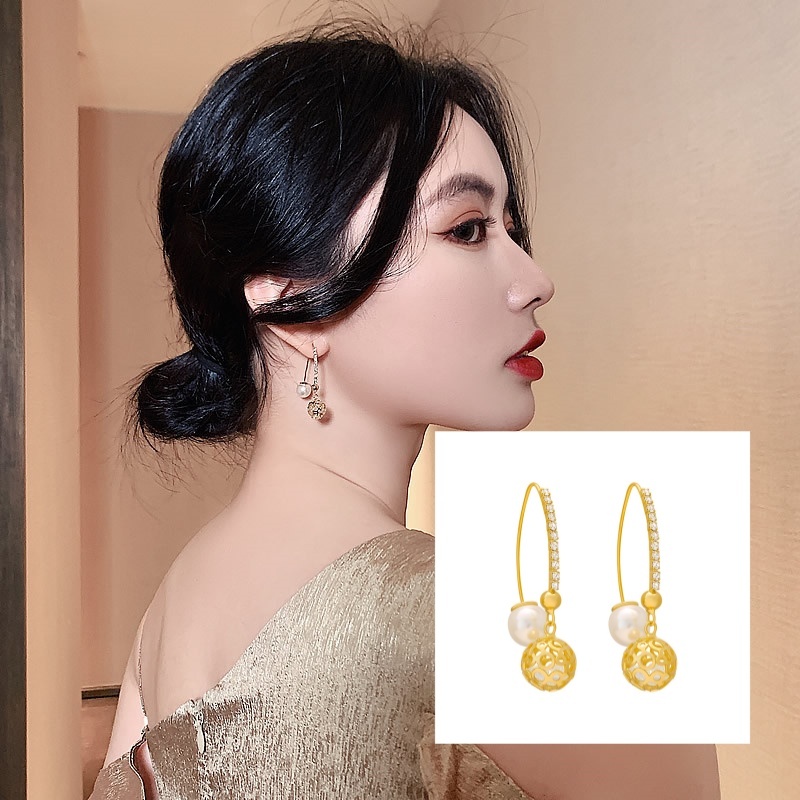 Bông Tai Dáng Dài Hình Bướm / Mặt Trăng / Lá Đính Đá Thời Trang Cho Nữ