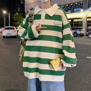 Kyushuad Áo sweater POLO Họa Tiết Kẻ Sọc Phong Cách Âu Mỹ Cổ Điển Nhật Bản Sang Trọng Dễ Phối Đồ Cho Học Sinh