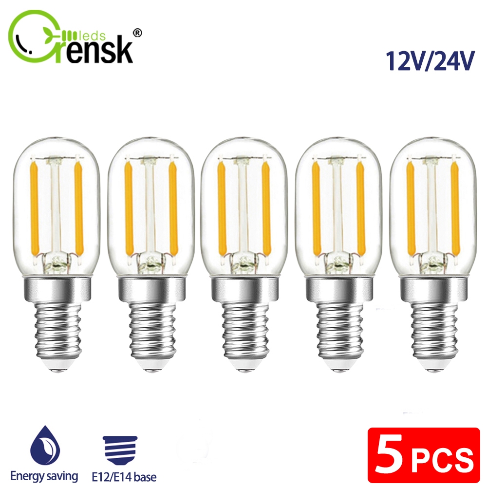 Bóng Đèn T22 Set 5 Bóng Đèn Dây Tóc edison e12 / e14 12V / 24v Tiết Kiệm Năng Lượng