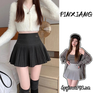 Chân váy len chữ a lưng cao xếp ly thời trang mới cho nữ