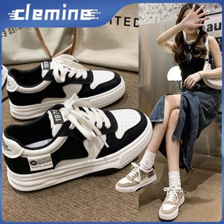 Clemine Giày Thể Thao Đế Dày Buộc Dây Màu Trắng Đen Thời Trang