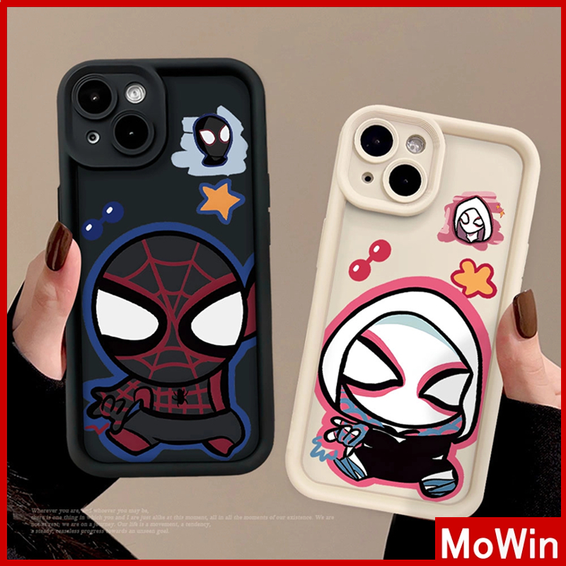 Mowin - Ốp lưng Ốp điện thoại Ốp iphone 15 pro max Vỏ iPhone Đen Trắng Mềm TPU Bảo Vệ Camera Chống Sốc Cặp Đôi Dễ Thương Mini Người Nhện Tương Thích Với iPhone 14 13 12 11 Pro Max XR XS 8Plus