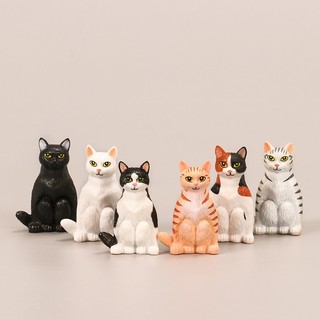 Set 6 mô hình mèo con dễ thương 4.5cm trang trí sân vườn
