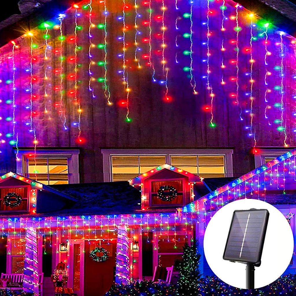 Đèn Giáng Sinh Năng Lượng Mặt Trời 8 Chế Độ Trang Trí Giáng Sinh Rèm Đèn Cổ Tích Cho Tiệc Cưới Ngày Lễ Phòng Ngủ Sân Vườn