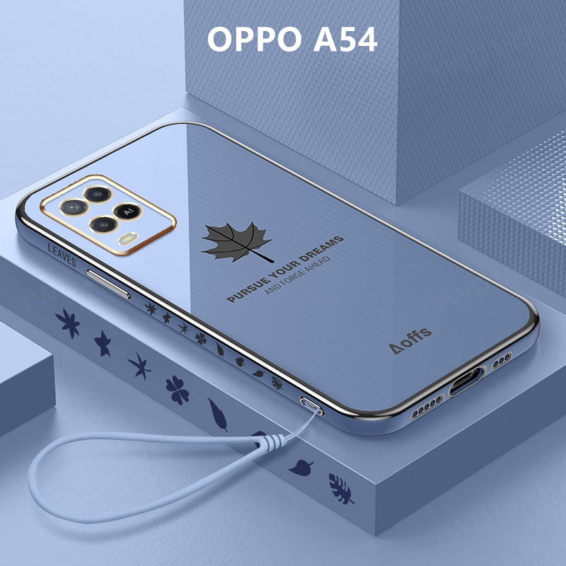 Ốp Lưng OPPO A54 Mạ điện Lá phong Lanyard Mềm Ốp Điện Thoại OPPO A54