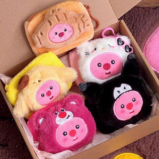 MOUSOON Túi Nhỏ Đựng Tiền Xu Bằng Vải Bông Móc Khóa In Chữ  little beaver loopy
