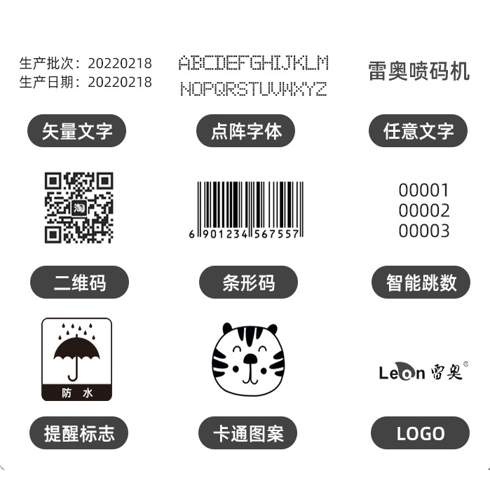 Máy In Cầm Tay Ngày Sản Xuất Số Lô Mã QR Logo Nhãn Mini Di Động Tiêu Chuẩn Hoa Kỳ AC110‑240V