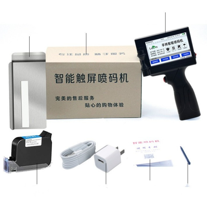 Máy In Cầm Tay Ngày Sản Xuất Số Lô Mã QR Logo Nhãn Mini Di Động Tiêu Chuẩn Hoa Kỳ AC110‑240V