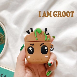 Vỏ bảo vệ hộp sạc tai nghe airpods 1 2 3 pro 2 bluetooth bằng silicon mềm chống sốc hình groot dễ thương ốp