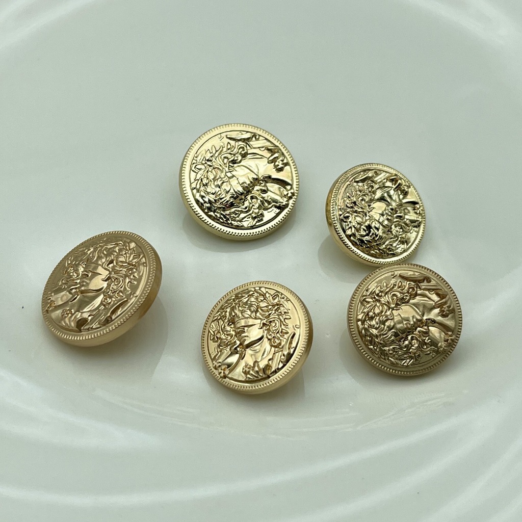 Set 5 Nút Tròn Kim Loại Thời Trang vintage 15 / 18 / 20 / 23 / 25mm