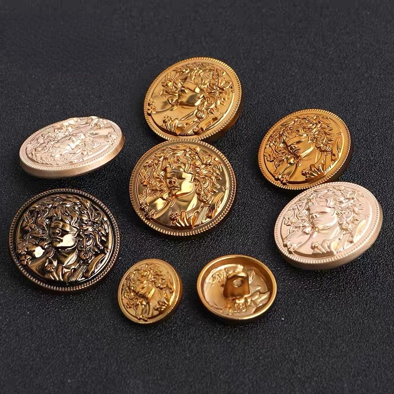 Set 5 Nút Tròn Kim Loại Thời Trang vintage 15 / 18 / 20 / 23 / 25mm