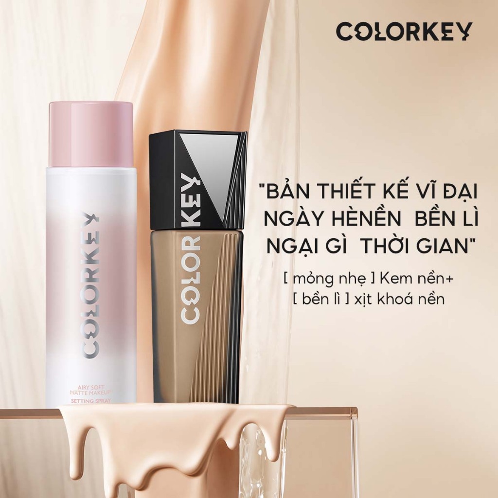 COLORKEY Combo kem nền + xịt khóa "Bản thiết kế vĩ đại ngày hè Nền bền lì ngại gì thời gian