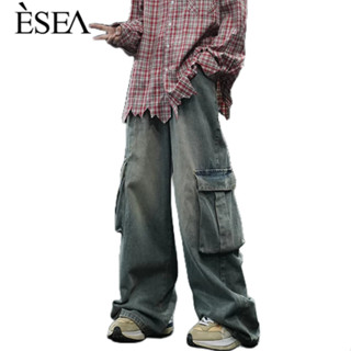 Quần Yếm denim Túi Lớn Thời Trang harajuku Nhật Bản Mới Hợp Thời Trang Cho Nam Và Nữ