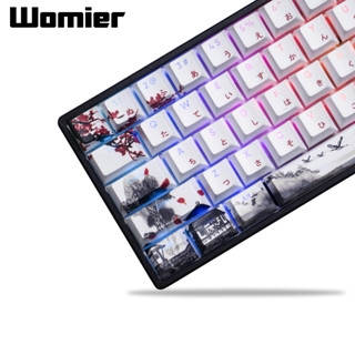 Womier 127 Phím Tỏa Sáng Xuyên Hoa Mận Keycaps Cherry Profile PBT Keycap Dye-Sub Key Cap cho Cherry MX Switchs Bàn Phím Game Thủ Cơ