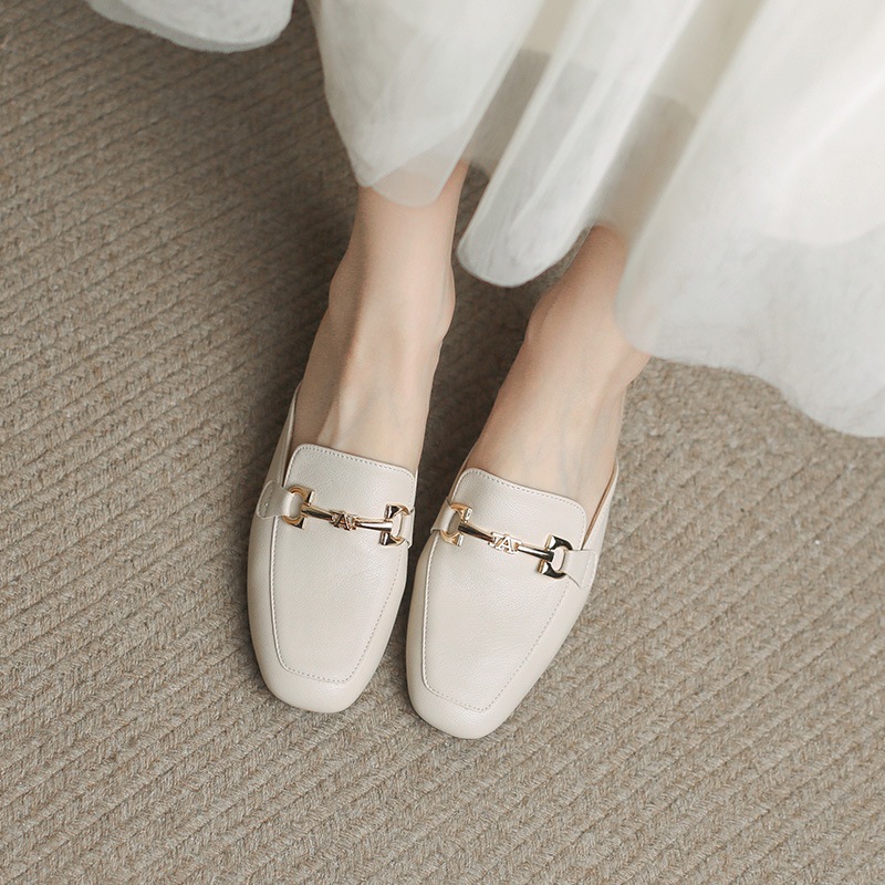 Hong Kong Premium shoes❥Dép Bít Mũi Gót Dày Vừa Thời Trang Cao Cấp Phong Cách Hong Kong Cho Nữ