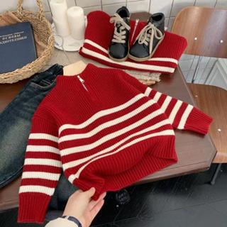 Áo sweater Họa Tiết Kẻ Sọc Phong Cách Hàn Quốc Thời Trang Mùa Đông Cho Bé Trai