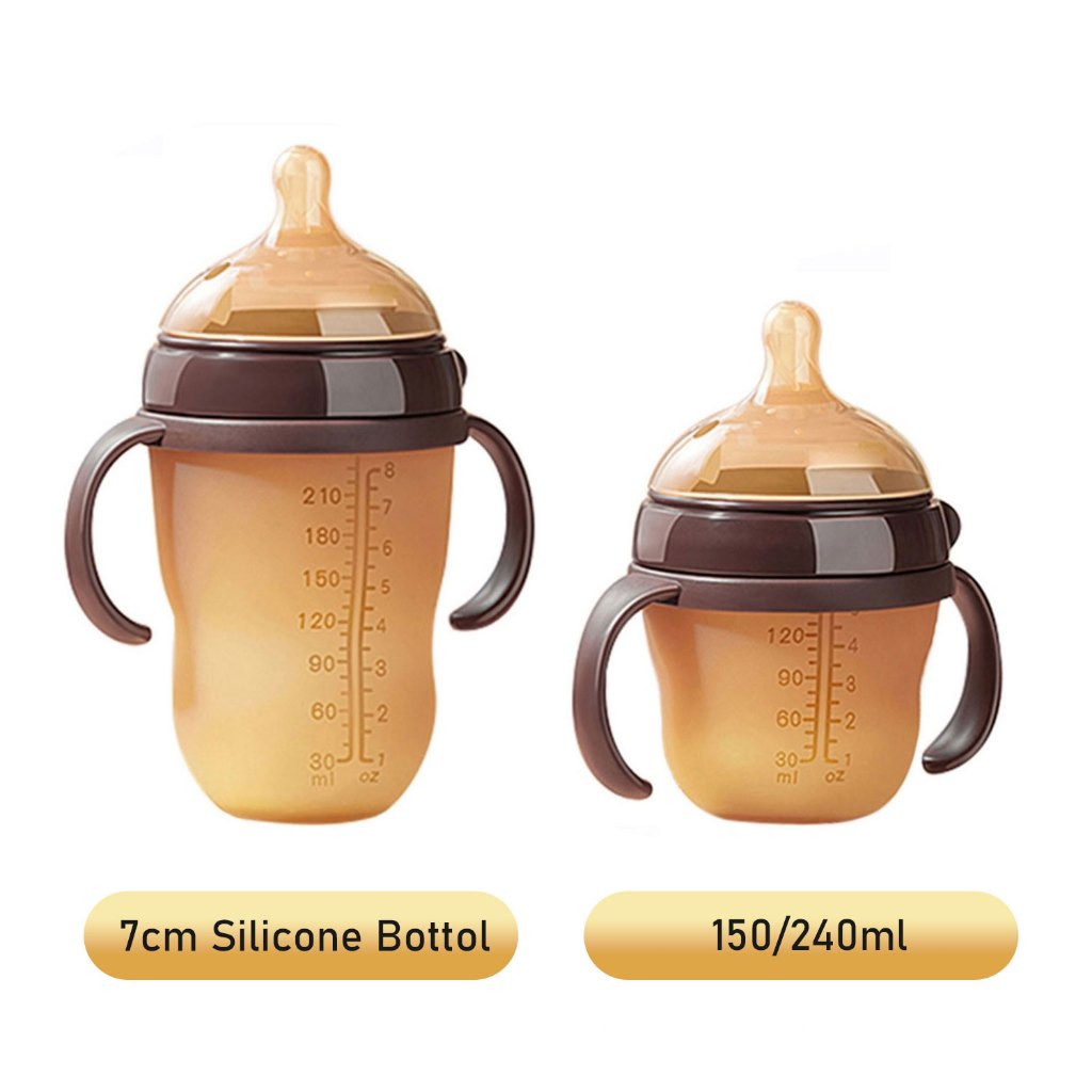 Bình Sữa silicone Có Tay Cầm Và Ống Hút Dung Tích 150 / 250ml Cho Bé,phụ kiện cho bình Como và bình Hapy We