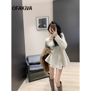 Đầm Dệt Kim Tay Dài Dáng Rộng Phong Cách Hàn Quốc Thời Trang Thu Đông Hàng Mới