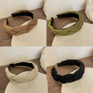 Băng đô cài tóc bằng cotton phối vải len cho nữ