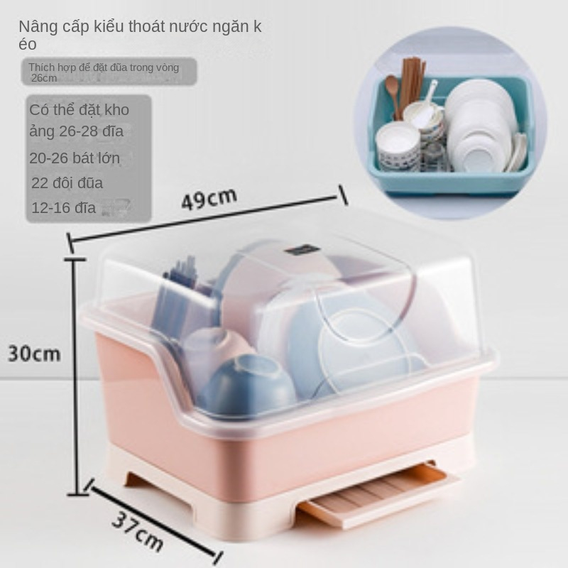 Giá Úp Chén / Tô / Đũa / Đồ Dùng Nhà Bếp Cỡ Lớn Chống Bụi Có Nắp Đậy Tiện Dụng