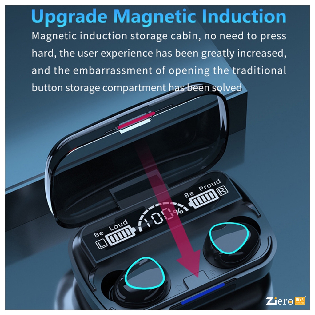 Tai nghe Bluetooth không dây M10 Pro, pin siêu dài 3000mAh, tai nghe điều khiển cảm ứng, màn hình LED hiển thị pin