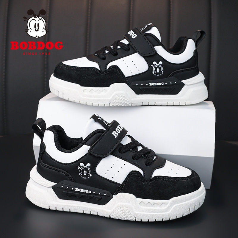 Giày Trẻ Em Bobdog 2024 Phong Cách Mới Giày Trắng Da Chống Thấm Nước Chống Mài Mòn Bé Trai Giày Thể 