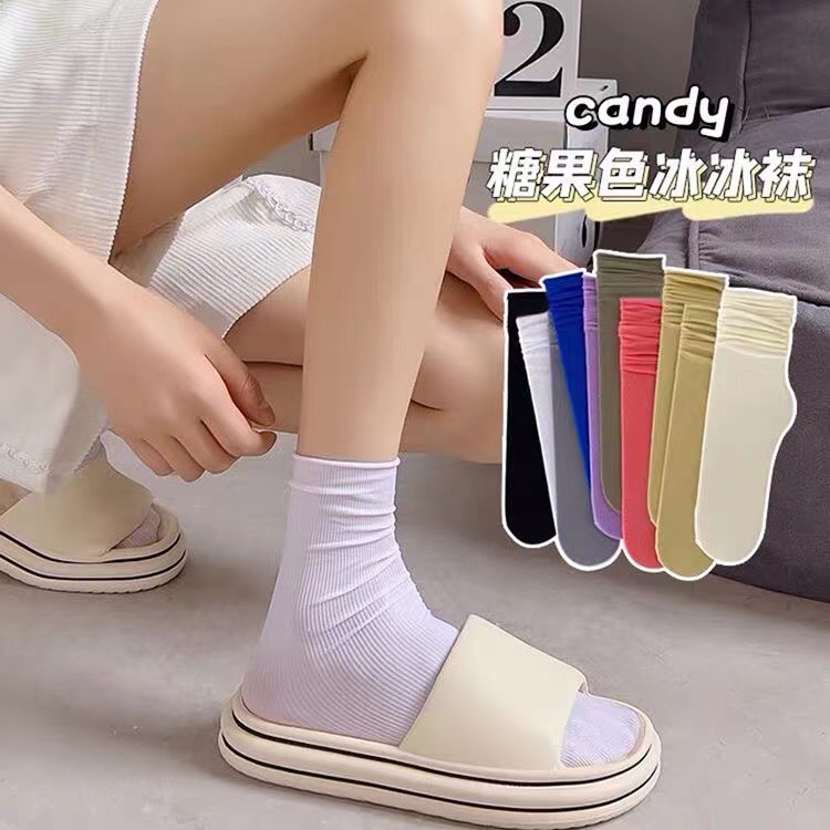 Bonnie cathy Vớ Nhung Lụa Lạnh Siêu Mỏng Màu Trắng Trơn Cho Bé Màu Sắc