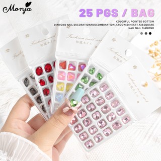 Monja set 25 hạt pha lê 3d lấp lánh trang trí móng nghệ thuật