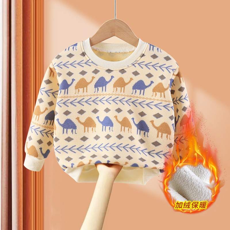 🔥Hot Sale🔥áo nhung đỏ cho bé áo nỉ bé gái áo len trẻ em Áo sweater Tay Dài Đệm Nhung Dày Dặn Giữ Ấm In Họa Tiết Hoạt Hình Thời Trang Thu Đông Cho Bé Trai Và Gái áo len cho bé gái
