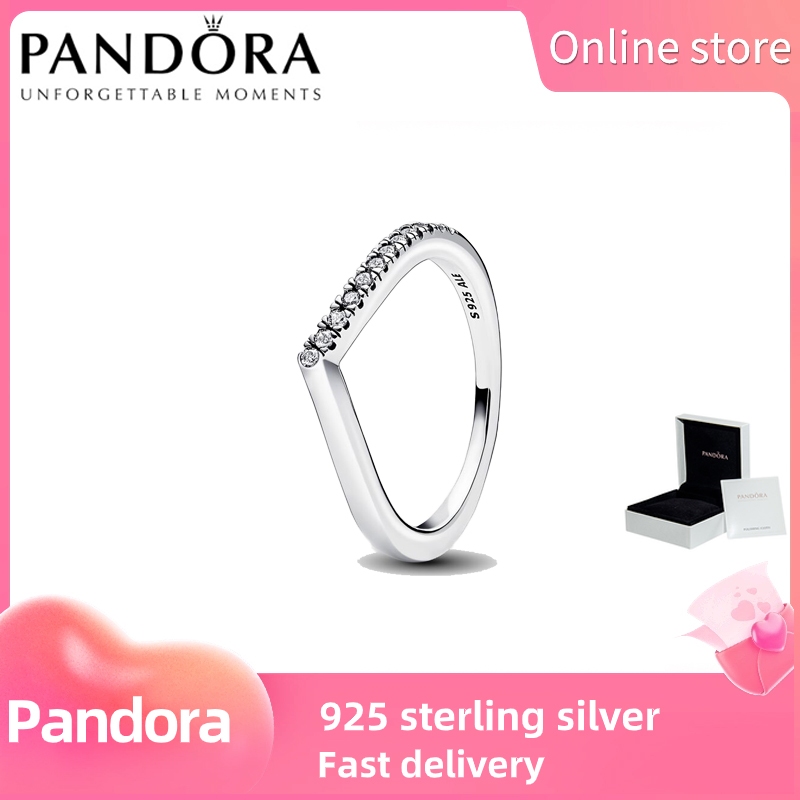 PANDORA bạc S925 đích thực 100% [192394C01] Nhẫn lấp lánh nửa ước mơ vô thời gian Pandora