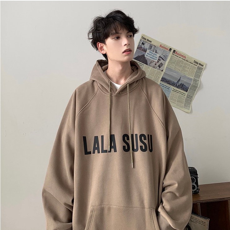 Áo hoodie  nỉ bông dày có mũ hai lớp In Chữ LALA SUSU unisex mặc nhà đi chơi đi học.