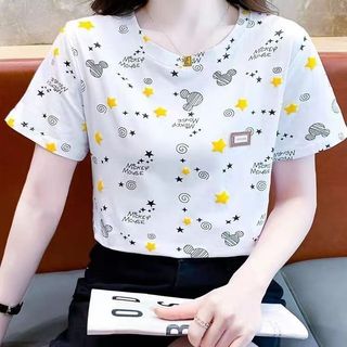 Áo Thun Tay Ngắn Dáng Rộng In Họa Tiết Hoa Phong Cách Châu Âu Thời Trang Mùa Hè 2023