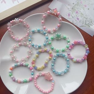  Vòng Đeo Tay Co Giãn Xâu Hạt Nhiều Màu Sắc Dễ Thương Cho Bé Gái 