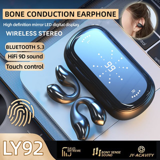 Tai nghe không dây bluetooth tws ly92 xương cảm ứng màn hình led 5.3 giảm tiếng ồn điều khiển cảm ứng kèm mic