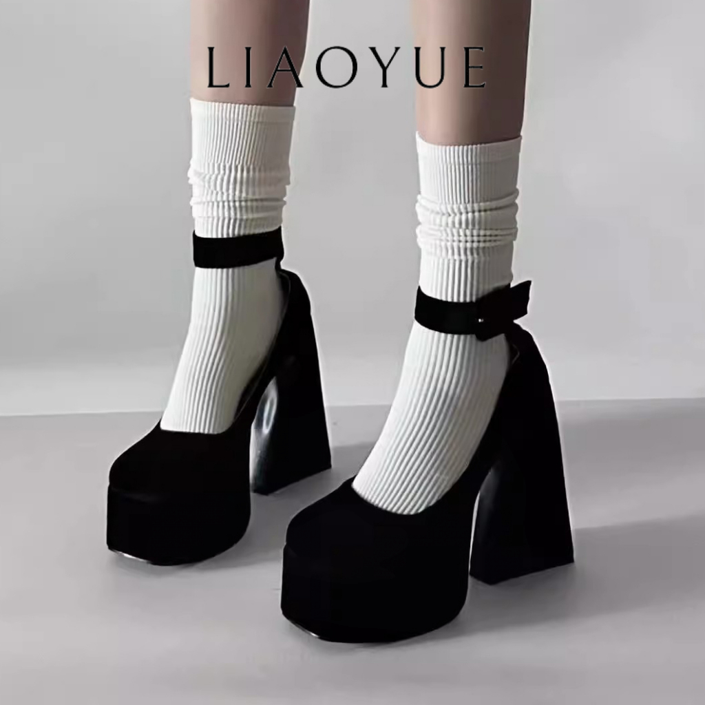 LIAOYUE Đế Cao Mary Jane Gothic Giày Búp Bê Thời Trang Nữ Mộc Đế FLF23B0XID 48Z231129