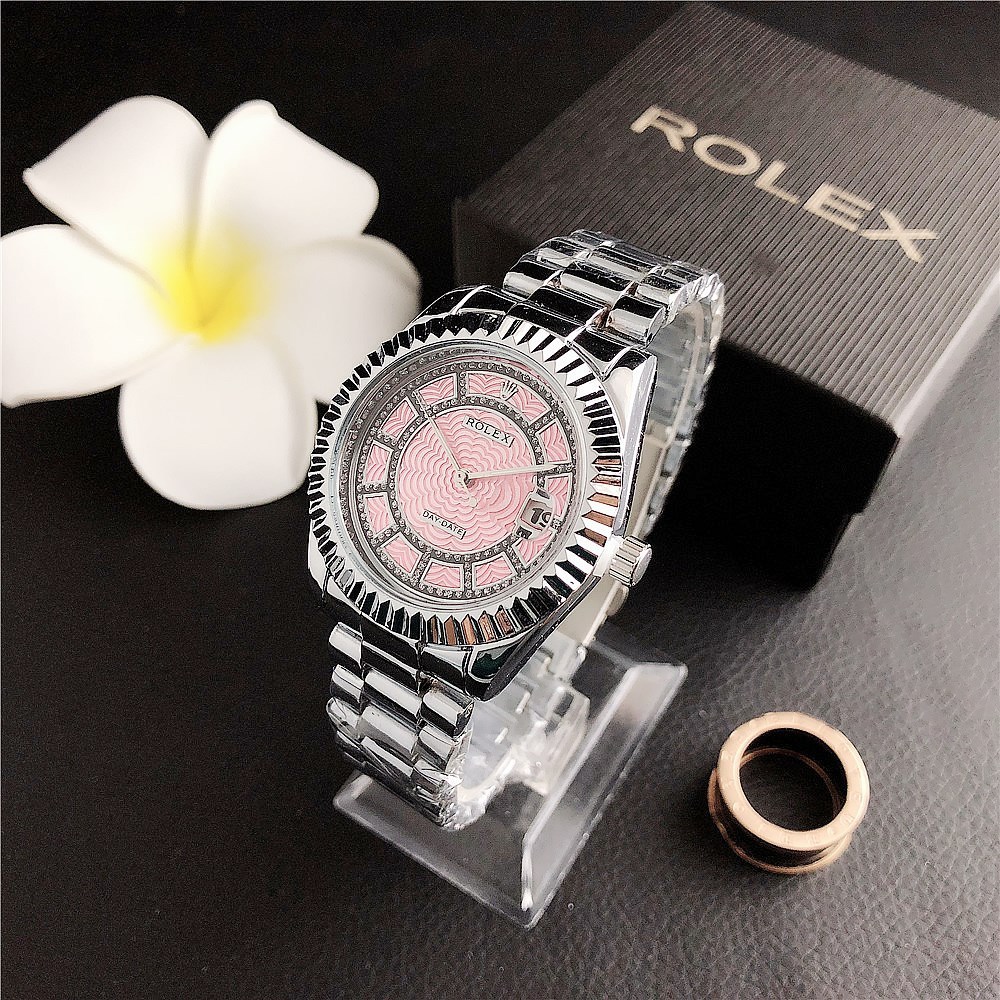Đồng Hồ Rolex Đính Kim Cương Pha Lê Dây Inox Thời Trang Công Sở