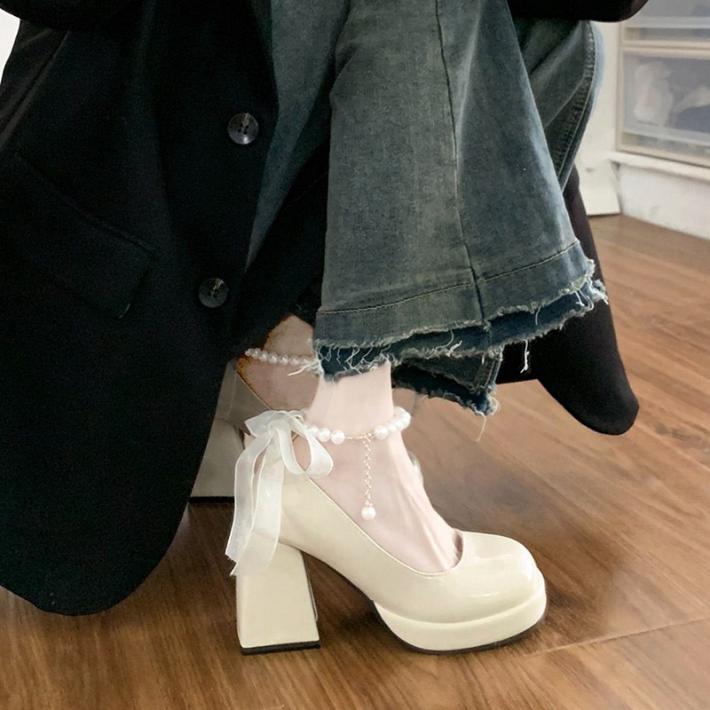 Giày sandal đúp nữ quai ngọc gót vuông 9cm, giày bít gót đế TPR cao cấp