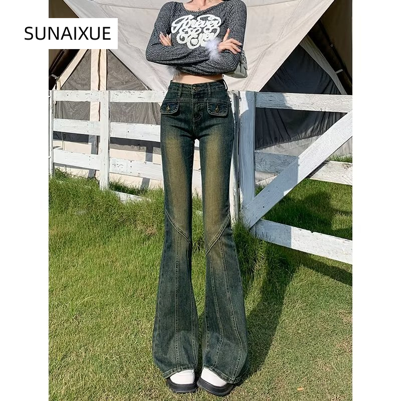 SUNAIXUE quần ống rộng quần nữ jean Stylish phổ biến hàn quốc Thời trang WNK23A0UWX 49Z231204