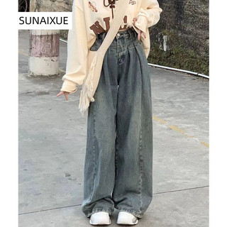 SUNAIXUE quần ống rộng quần nữ jean phong cách Retro Ống Rộng siêu đẹp 2023 MỚI A27L0E5