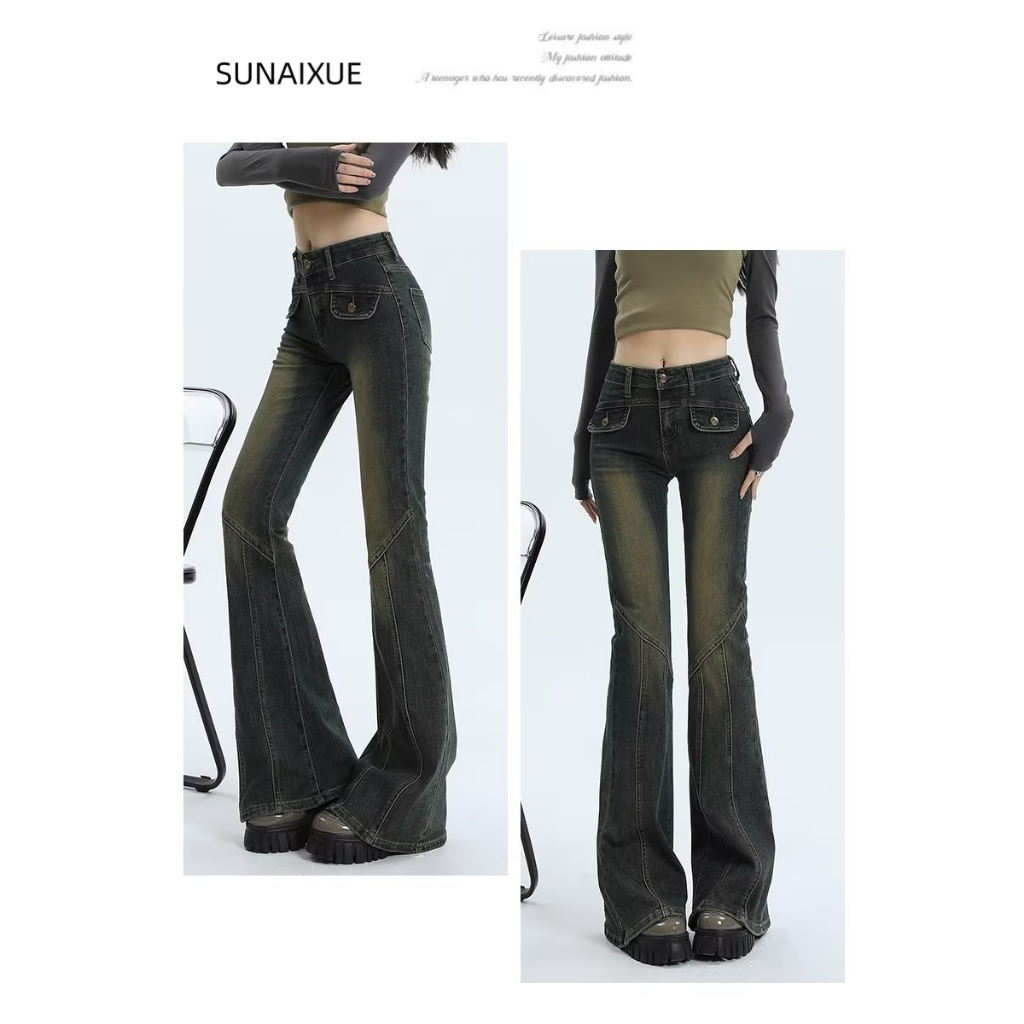 SUNAIXUE quần ống rộng quần nữ jean Stylish phổ biến hàn quốc Thời trang WNK23A0UWX 49Z231204