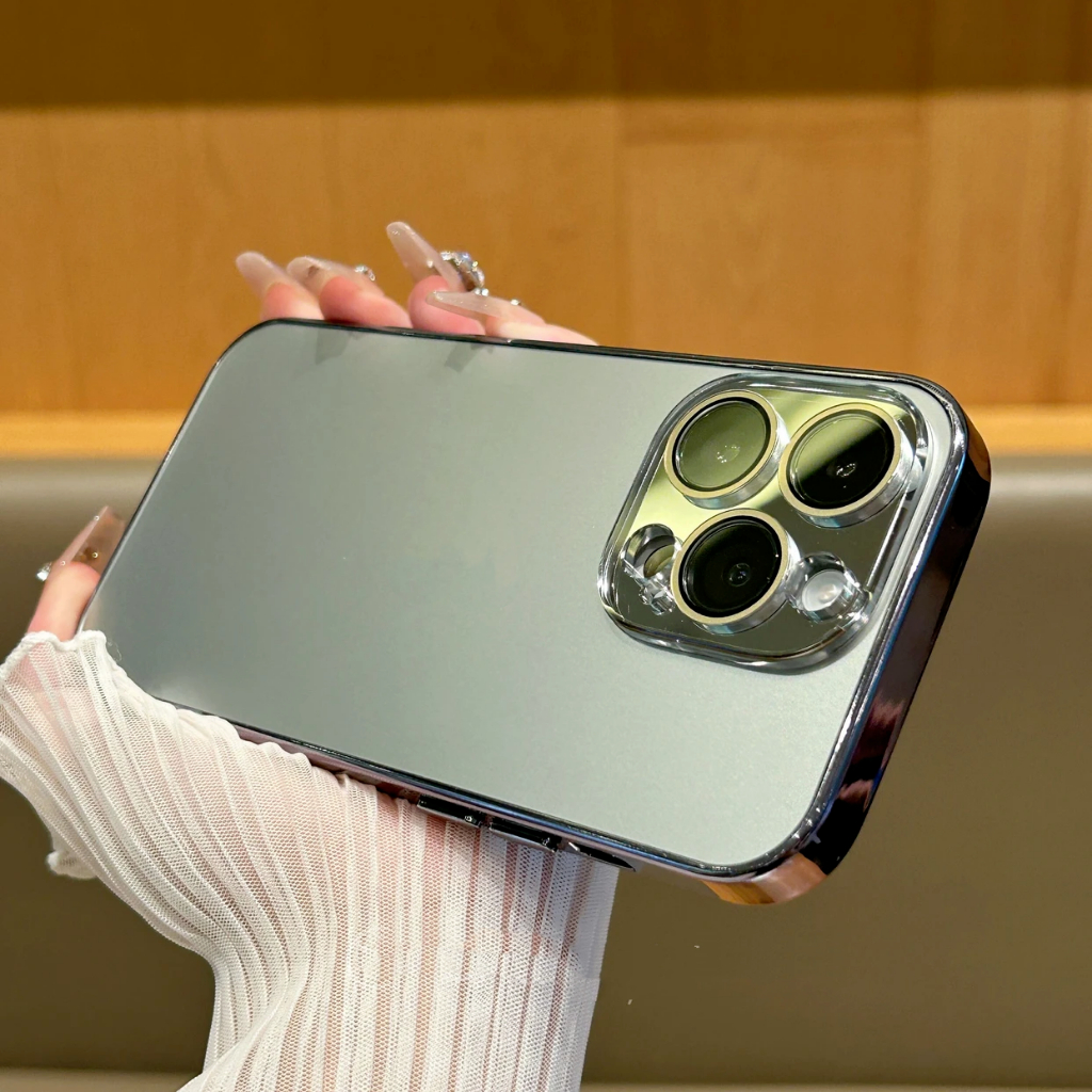 Sang Trọng Ốp Điện Thoại pc Cứng Mặt Kính Mờ Chống Sốc Bảo Vệ camera Cho iphone15 14 13 12 11 pro max
